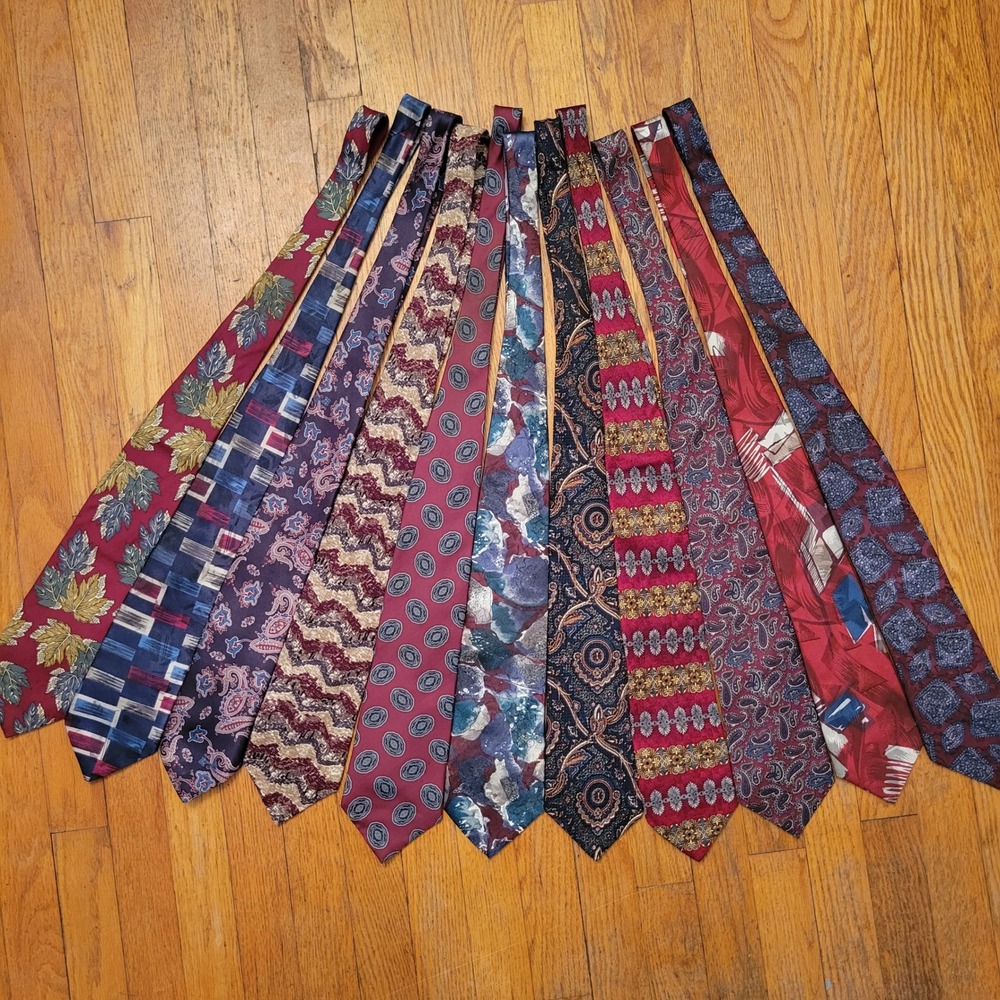 11 Necktie Lot Bundle Multicolor Silk Geometric Paisley Crafting Preppy Academia